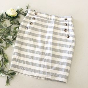 Stripe career captain pocket button suit skirt size 6P